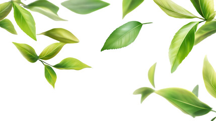 Fresh natural green leaves foliage with vibrant texture isolated on white background

