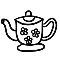 Hand drawn vintage coffee jar outline for kid colouring book, cafe, restaurant, drink menu, recipe decoration, sticker, department store, supermarket, mart, beverage, kitchenware, breakfast, lunch	