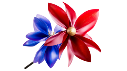 Two layered abstract petals with glittering gold center on white