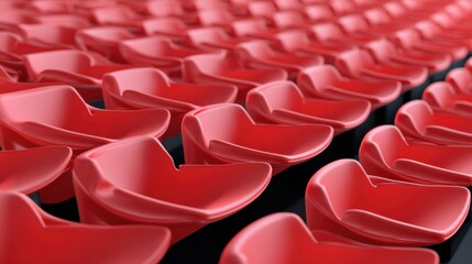 Fototapeta premium A visually striking arrangement of red seating, showcasing a modern, sleek design in a repetitive pattern.