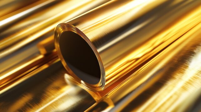 Gold foil in rolls for use at printing companies for embossing clich?s of words and logos, images. Gold foil close up, top view, foil embossing