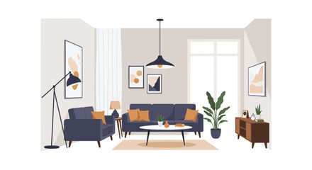 A modern living room with furniture and decor