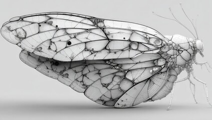 Monochromatic butterfly, intricate, segmented wings