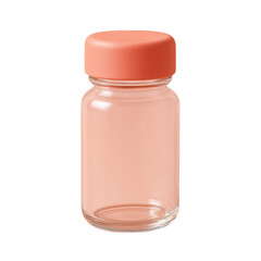 Small Clear Glass Jar with a Coral Pink Screw- On Lid container storage transparency background