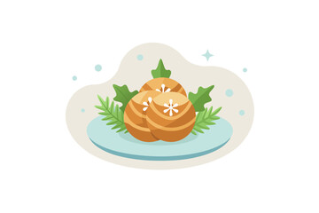 Plant based winter cookies plate eco compost friendly concept  