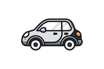 Charming baby hatchback car with oversized eco friendly headlights  