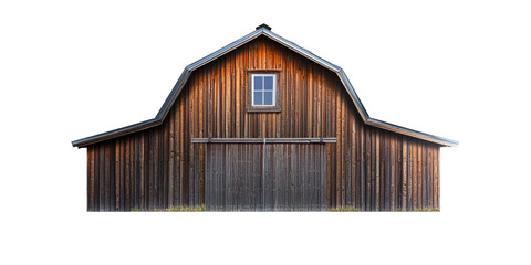 Rustic Wooden Barn with Gambrel Roof and Sliding Doors