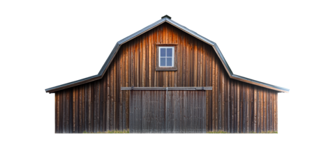 Rustic Wooden Barn with Gambrel Roof and Sliding Doors