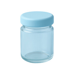 Small Clear Glass Jar with a Light Blue Screw- On Lid container storage transparency background