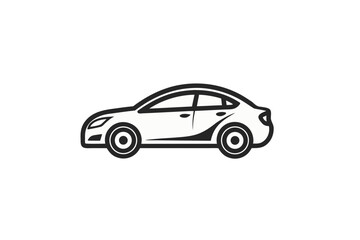 Eco hybrid sedan icon with leaf symbol on car hood