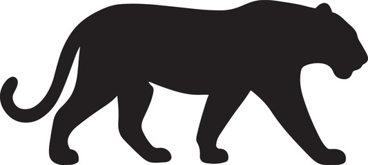 Tiger walking silhouette vector for wildlife, jungle, and animal design projects.