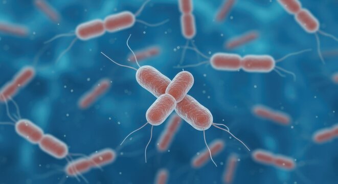Swimming Salmonella Typhi Bacteria - 3D Scientific Illustration
