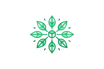 Snowflake combined with green leaves for environmental winter theme