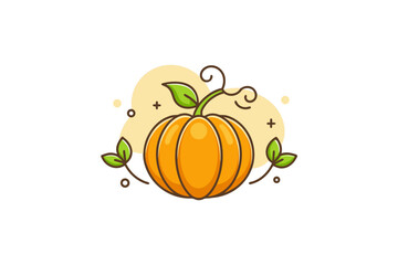 pumpkin with thin vine covered in soft snowy outline
