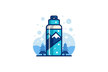 Insulated bottle with mountain snow background eco friendly