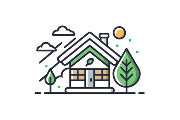 solar powered winter cabin surrounded by snowy forest landscape