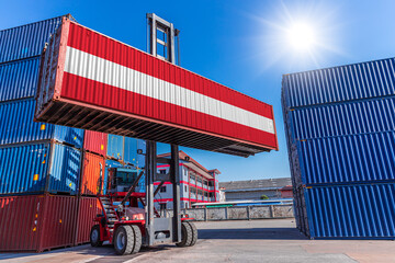 Products shipping cargo goods with Austria flag for import export business from Austria country