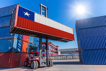 Products shipping cargo goods with Chile flag for import export business from Chile country
