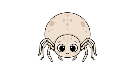Fototapeta premium Cute round spider cartoon character big eyes happy face