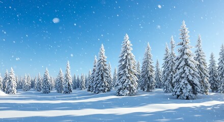 A stunning forest covered in deep snow on a sunny day