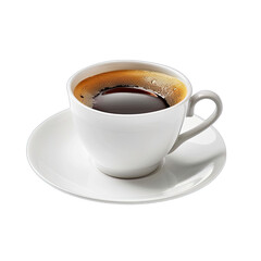 White coffee cup, full of dark coffee