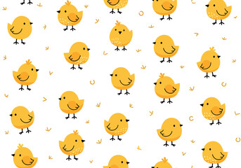 Obraz premium Adorable yellow chicks pattern for spring and easter celebrations