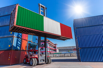 Products shipping cargo goods with Italy flag for import export business from Italy country