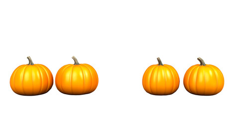 Four Orange Gourds Lined Up on a Dirt Path with Green Foliage
