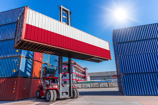 Products shipping cargo goods with Poland flag for import export business from Poland country