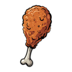 Fried chicken leg vector icon. Roasted chicken drumstick illustration. Grilled poultry symbol food.