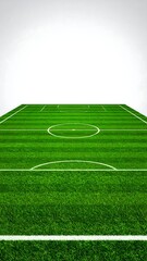 A verdant soccer field, meticulously lined, stretches to the horizon against a neutral backdrop
