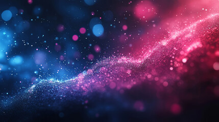 Abstract digital art with vibrant pink and blue particle waves