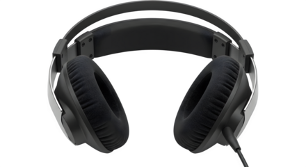 Black/Silver headset on black shows texture, comfort. Great for product photography, posters, presentations.