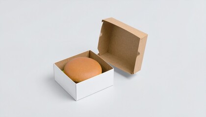 Versatile Open Box Packaging Mockup with a Round Burger Bun for Branding Presentation