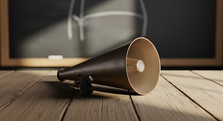  Directional Lighting Enhances Megaphone on Wood