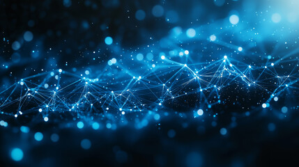 Abstract network of interconnected points and lines, creating a dynamic visual representation of data flow