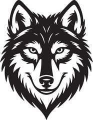 fierce black and white wolf head vector illustration with angular fur patterns for logos and branding