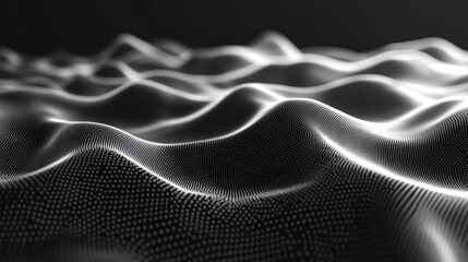 Abstract grayscale wave pattern of connected dots