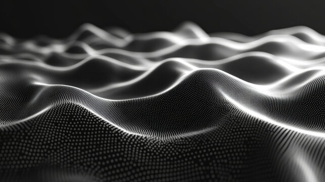 Abstract grayscale wave pattern of connected dots