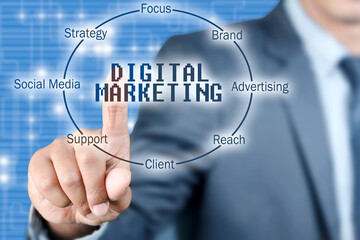 Digital Marketing New Year 2020 board background Business Growth Concept.