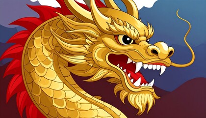Golden dragon head profile