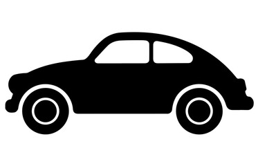 A car silhouette Vector cartoon black car illustration isolated on white background.
