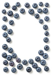 Fototapeta premium Fresh Blueberries Arranged in a Frame on a White Background Showcase