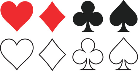 Playing Card Suits – Hearts, Diamonds, Clubs, Spades Symbols  Transparent PNG & Vector Illustration