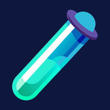 Vibrant blue and green test tube with a purple cap