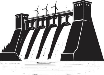 Dam Wall Silhouette Vector | Black Hydro Graphic