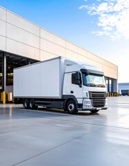 White delivery truck warehouse