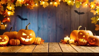 Halloween pumpkin display festive table setting seasonal decor cozy atmosphere close-up view autumn vibes