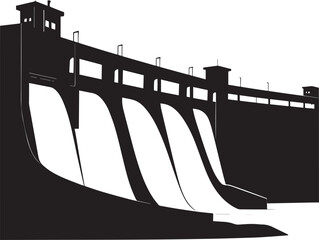 Dam Wall Silhouette Vector | Black Hydro Graphic