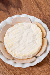 French cheeses collection, Saint-Felicien cow's milk cheese with white mold from Rhone-Alpes region of France